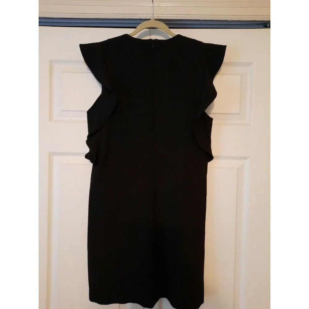 Zara Woman Sz Small Black Dress with Ruffled Flutter Sleeves - Picture 2 of 6